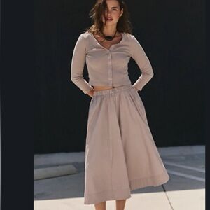 Free People Perfect Lines Skirt Set Lilac Grey S